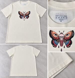 Hendrix Men’s M Skull Moth Graphic T-Shirt Tattoo Style 100% Cotton